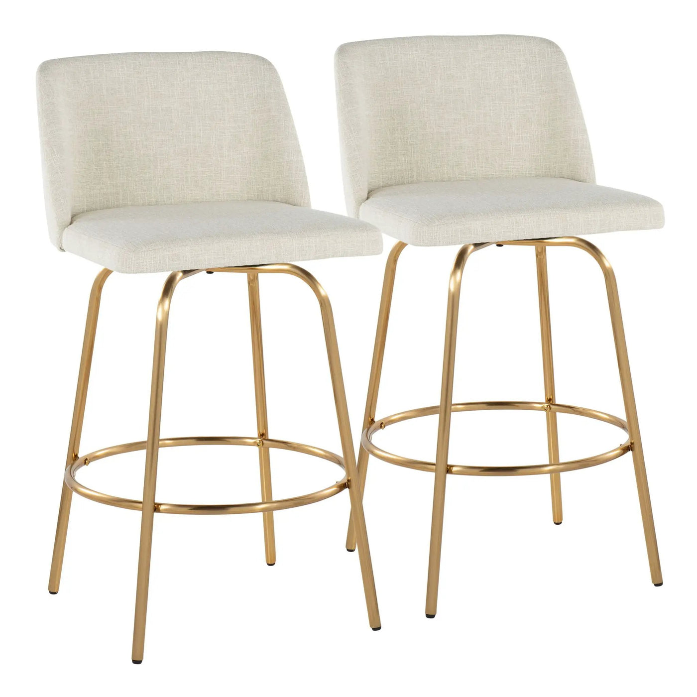 Toriano - Contemporary, Fixed Height Counter Stool With Swivel With Round Footrest (Set of 2) by HouseOfZazla