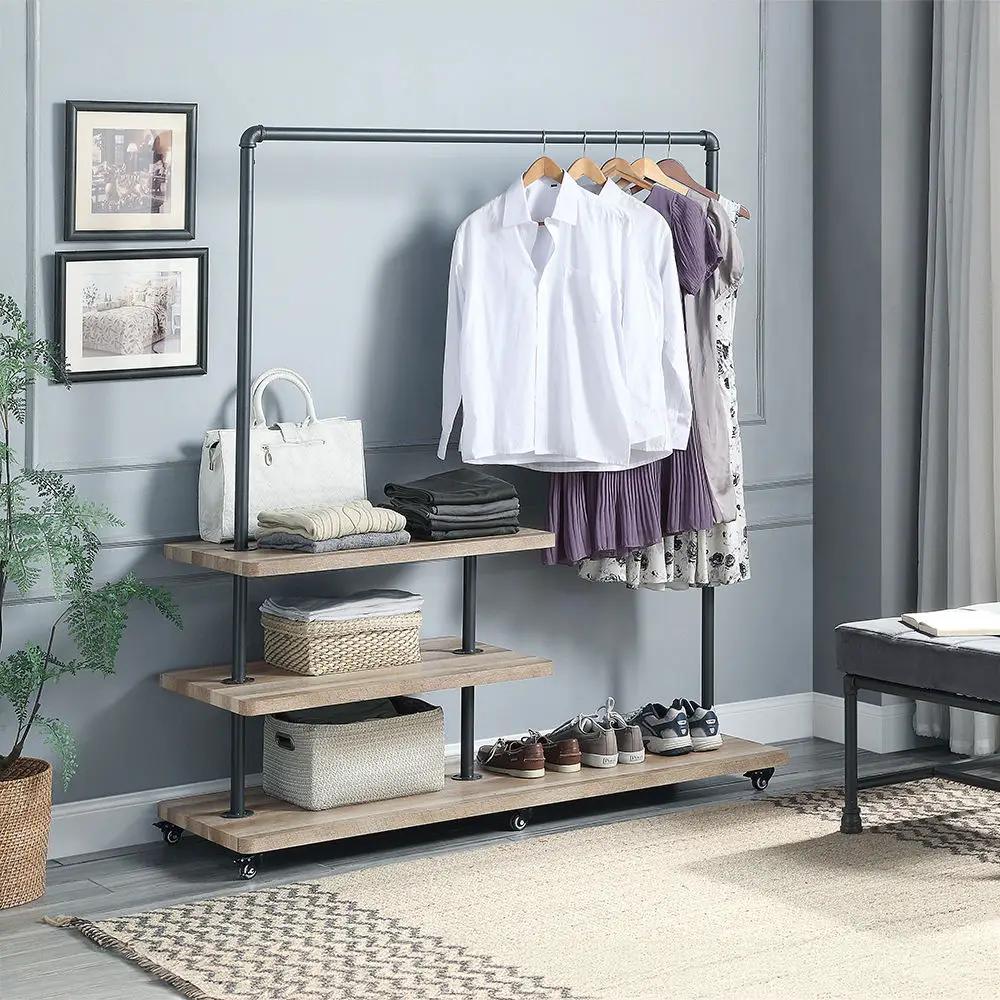 Brantley - 66" Hanger Rack - Oak & Sandy Gray by Unique Piece Furniture