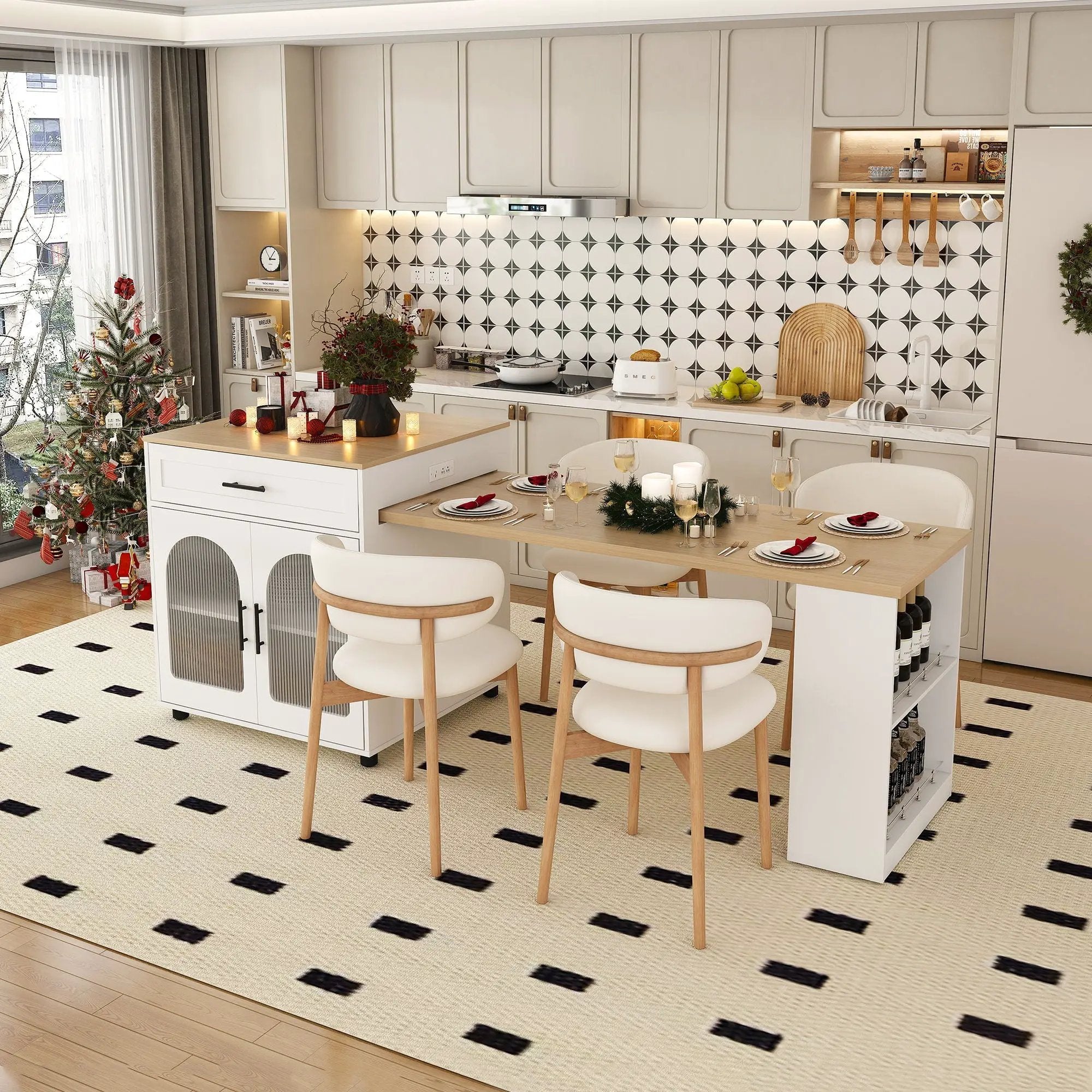 Expandable Kitchen Island With Power Outlet by HouseOfZazla