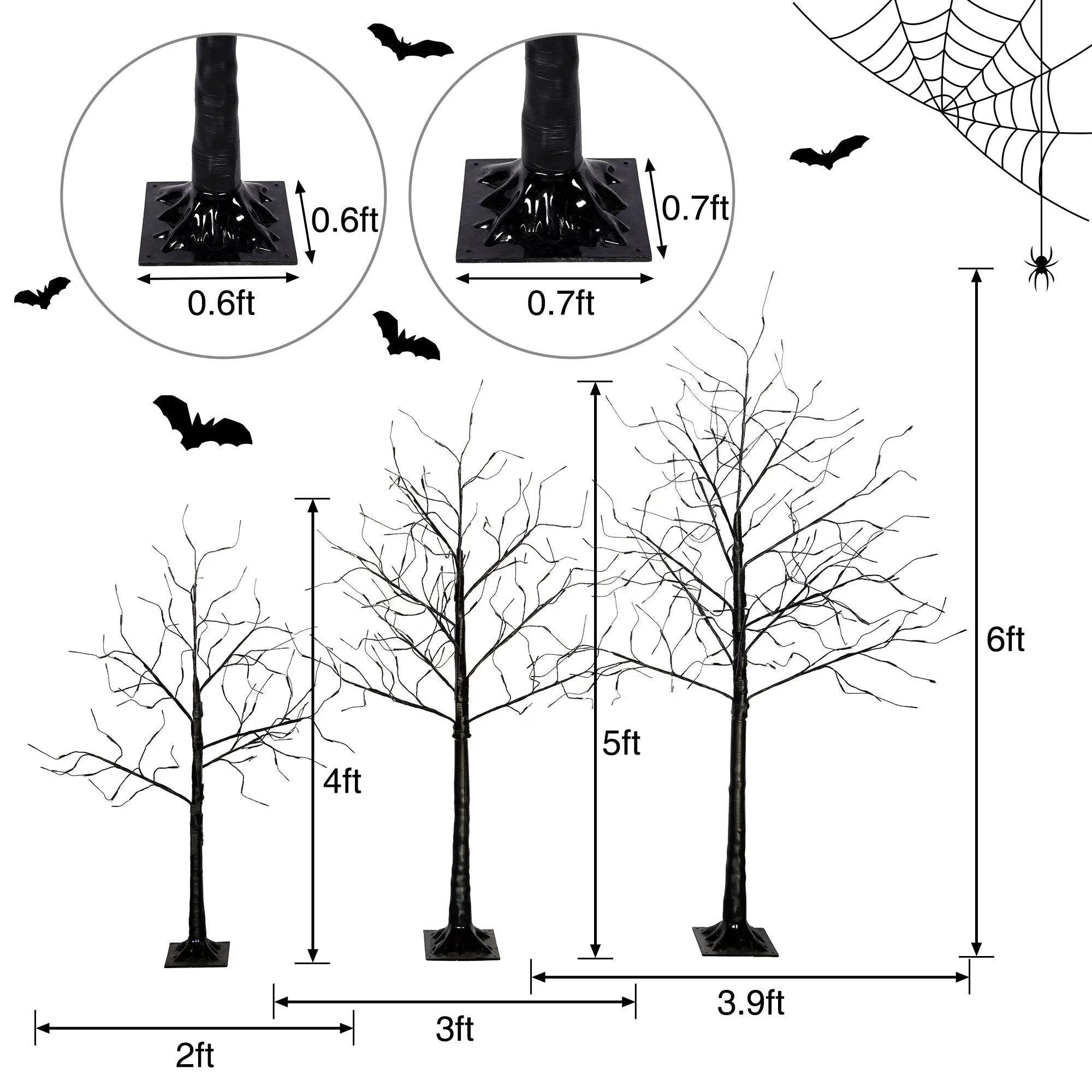 3 Pc Illuminated Halloween Tree with Purple LED Glow by HouseOfZazla