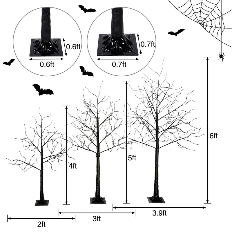 3 Pc Illuminated Halloween Tree with Purple LED Glow by HouseOfZazla