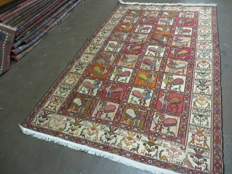4' X 6' Vintage Russian Kilim Handmade Flat Soumak Weave Silk Wool Rug Organic by Jewel Rugs
