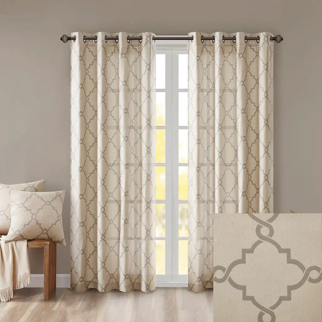 Fretwork Print Grommet Top Window Curtain Panel (One Panel) by HouseOfZazla