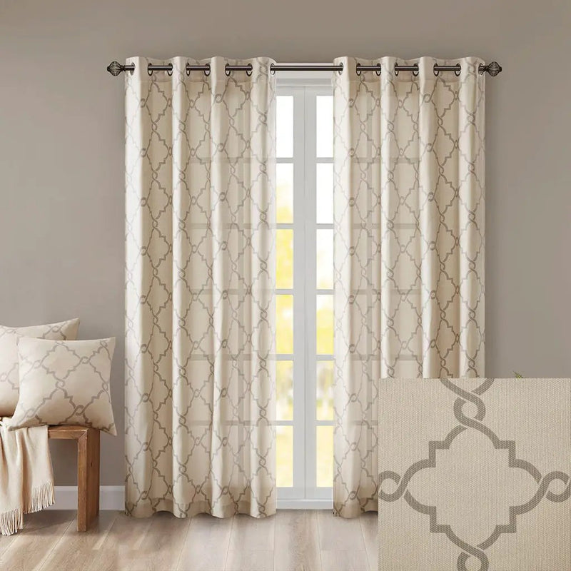 Fretwork Print Grommet Top Window Curtain Panel (One Panel) by HouseOfZazla