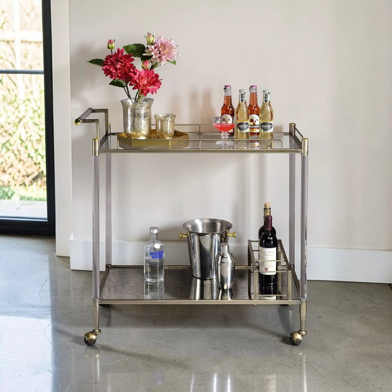 Cirro Antique Mirror Wire Brass Serving Cart by HouseOfZazla