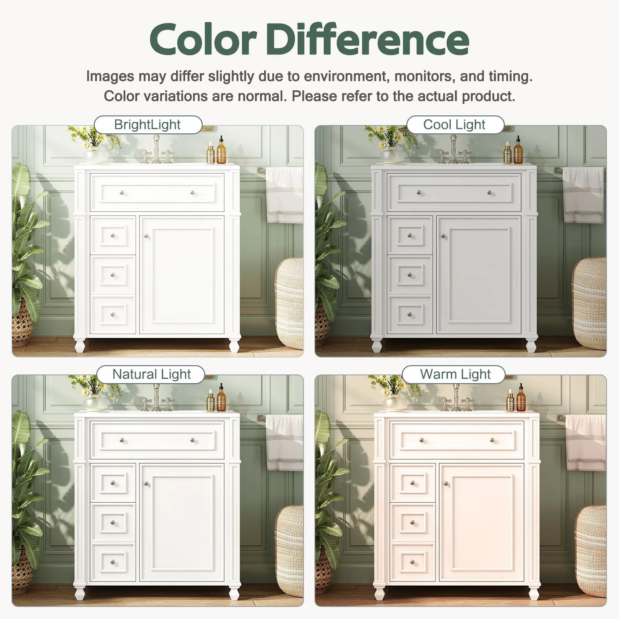Bathroom Vanity Cabinet With Sink, Soft Close Doors With Door Organizer