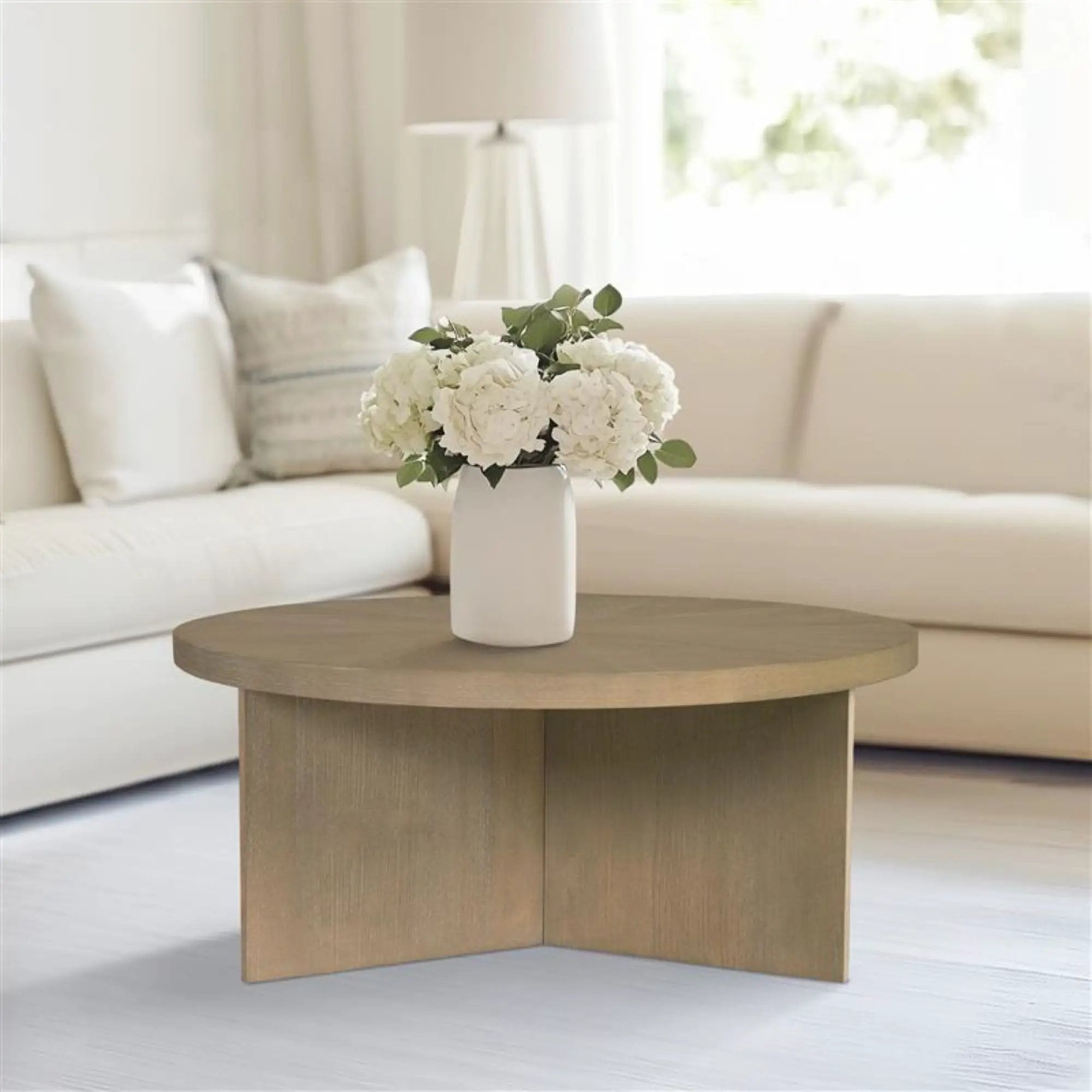 Round Coffee Table With Solid Veneer Top by Unique Piece Furniture