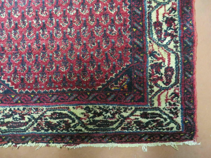 2.5' X 4' Vintage Handmade Indian Amritsar Wool Rug Paisley Design Red by Jewel Rugs
