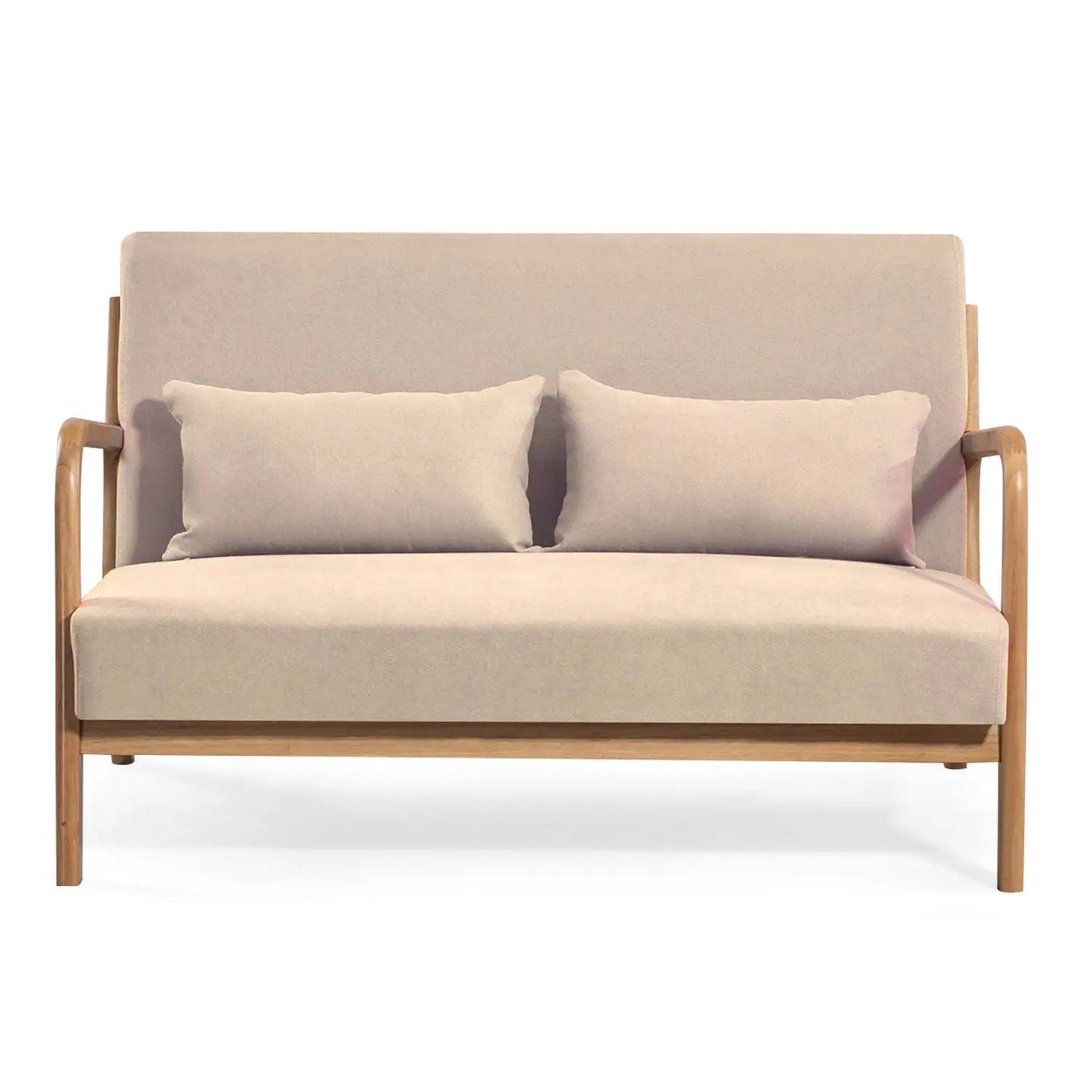 Leisure Chair With Solid Wood Armrest And Feet, Mid-Century Modern Accent Sofa, 2 Seat by Unique Piece Furniture