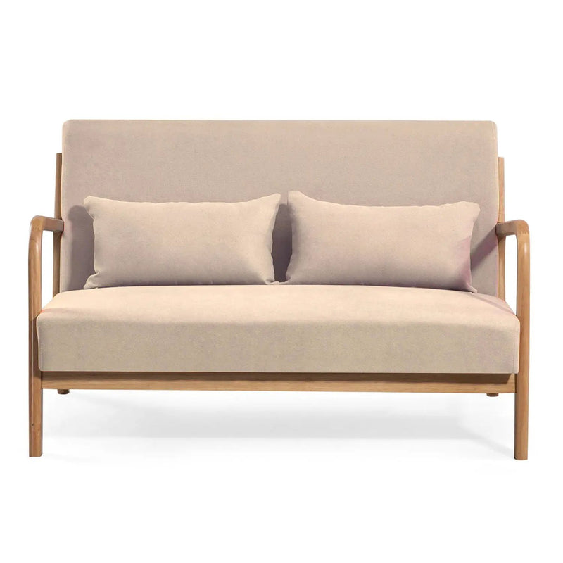Leisure Chair With Solid Wood Armrest And Feet, Mid-Century Modern Accent Sofa, 2 Seat by HouseOfZazla