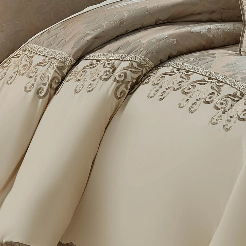Hillcrest 9-Pc Ivory Damask Jacquard Comforter Ensemble by HouseOfZazla