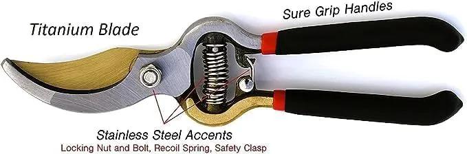 GARDEN GURU Indestructible Titanium Garden Clippers - Professional Bypass Hand Pruner Pruning Shear with Comfort Grip Handles for Gardening, Trimming, and Yard Work - Hardened Steel & Titanium Blade by GreenHaven Gardens