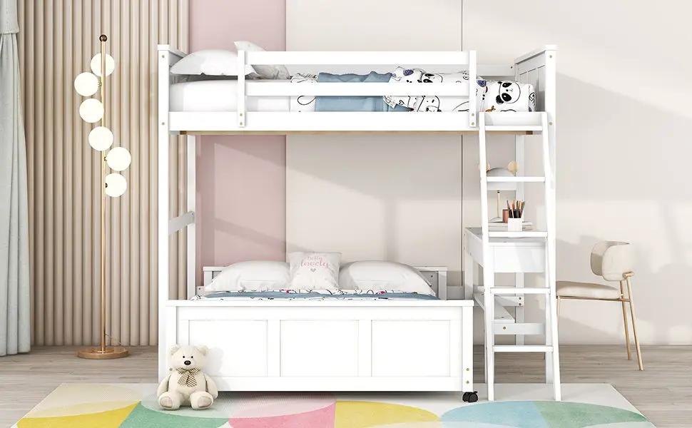 Full Over Full Bunk Bed With Desk