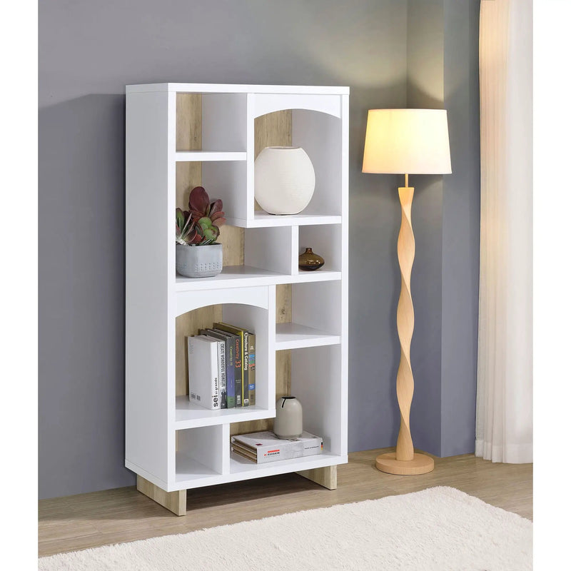 Geilys - 8 Shelf Bookcase With Arch Details - White by HouseOfZazla