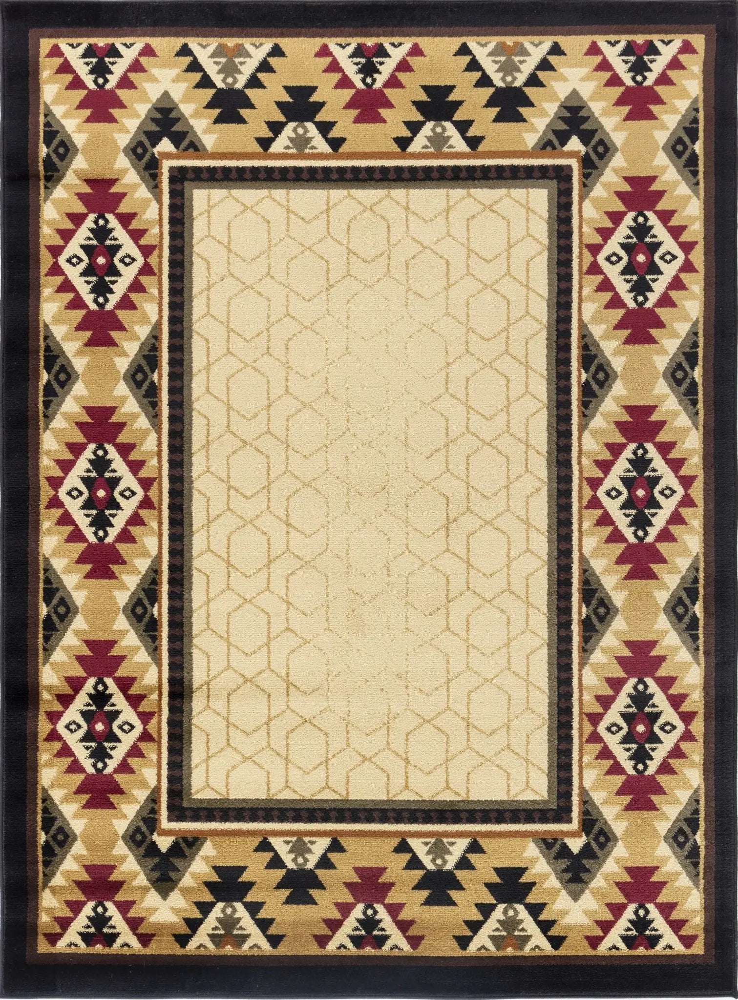 Tribes - 5'3" X 7'3" Polypropylene, Southwest Area Rug - Cream by Unique Piece Furniture