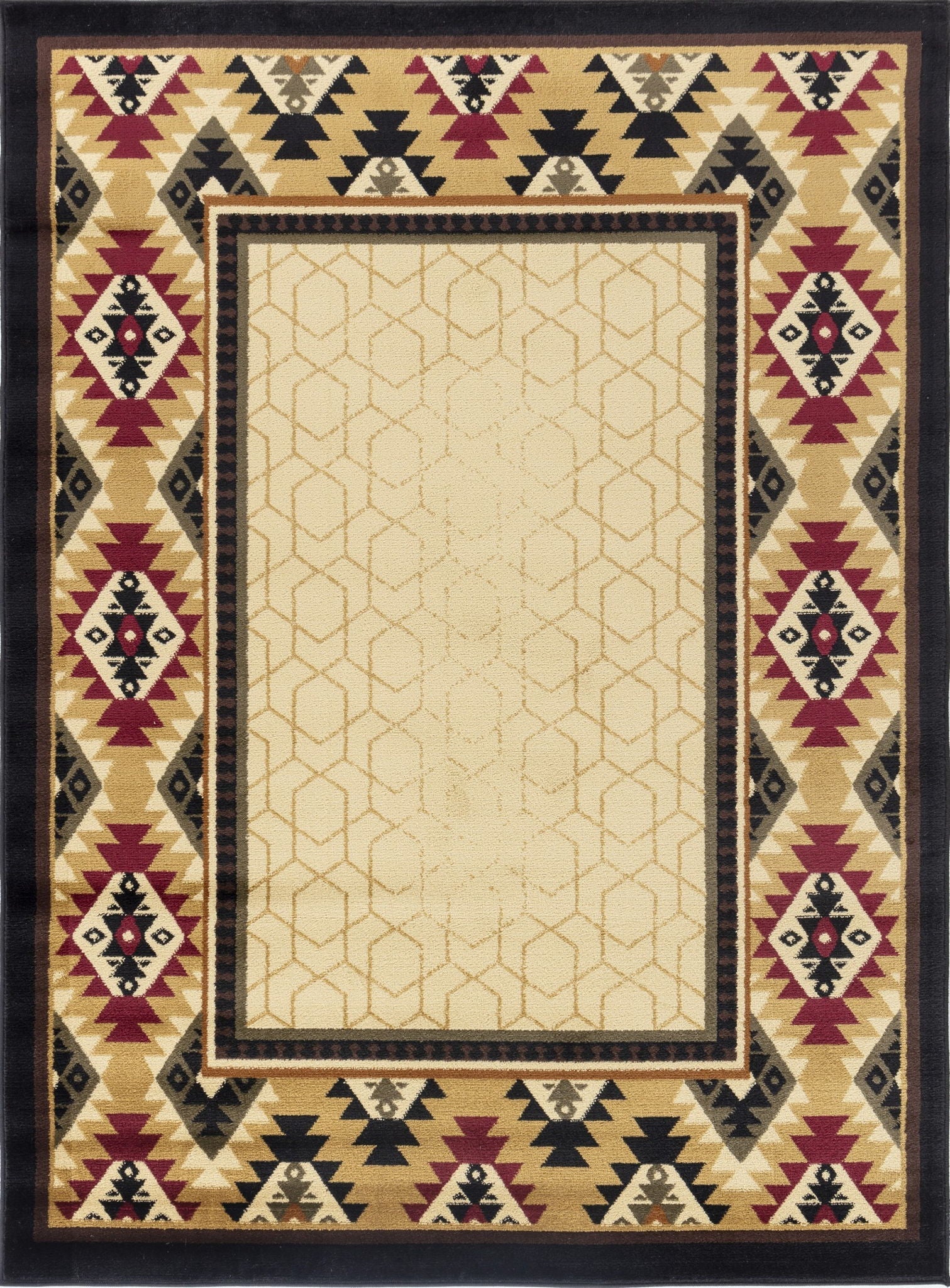 Tribes - 5'3" X 7'3" Polypropylene, Southwest Area Rug - Cream by HouseOfZazla
