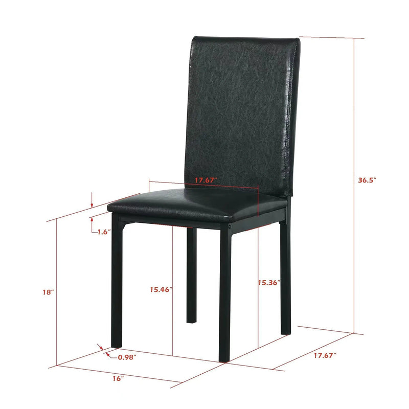 Furniture 5 Piece Metal Dinette Set with Faux Marble Top - Black by HouseOfZazla