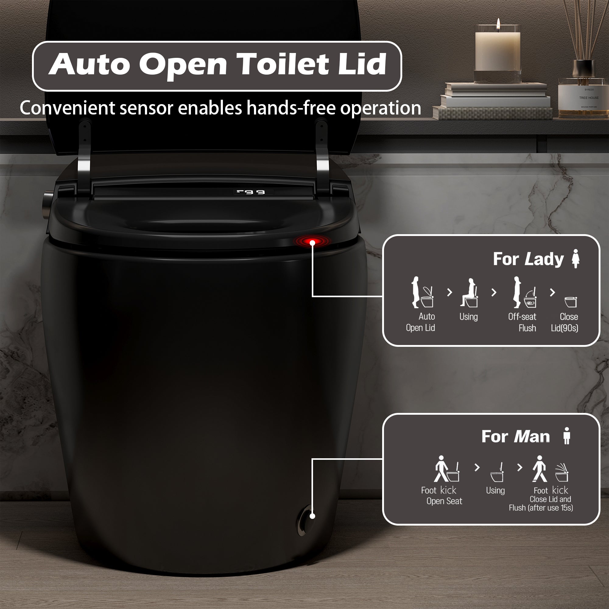 Smart Toilet with Bidet Built-In, Heated Seat, and Advanced Features by HouseOfZazla