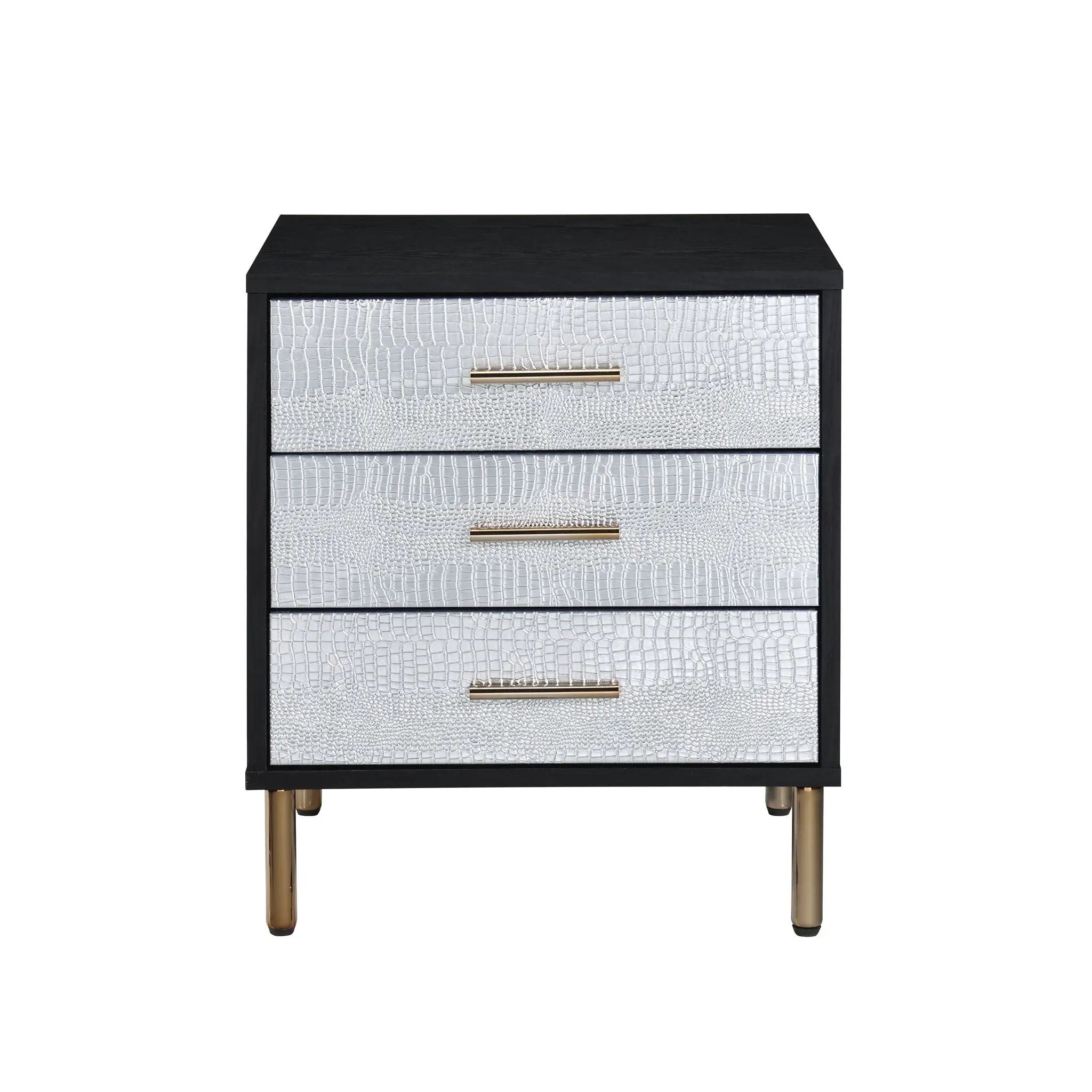 Myles - Nightstand - Black / Gold / Silver by Unique Piece Furniture