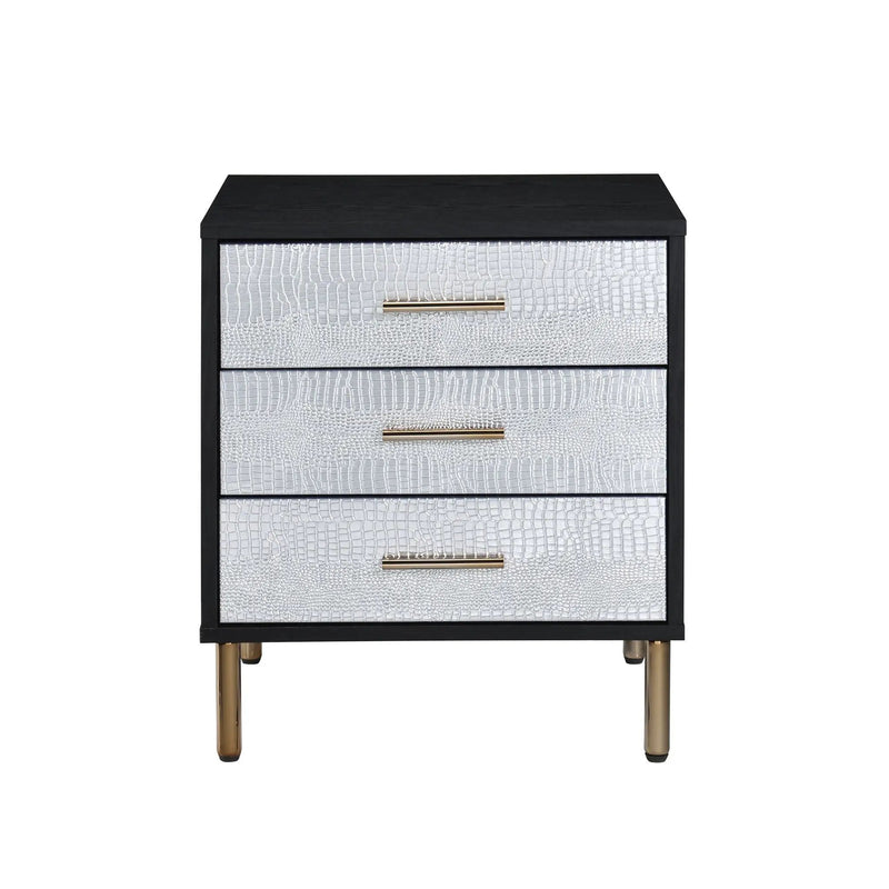 Myles - Nightstand - Black / Gold / Silver by Unique Piece Furniture