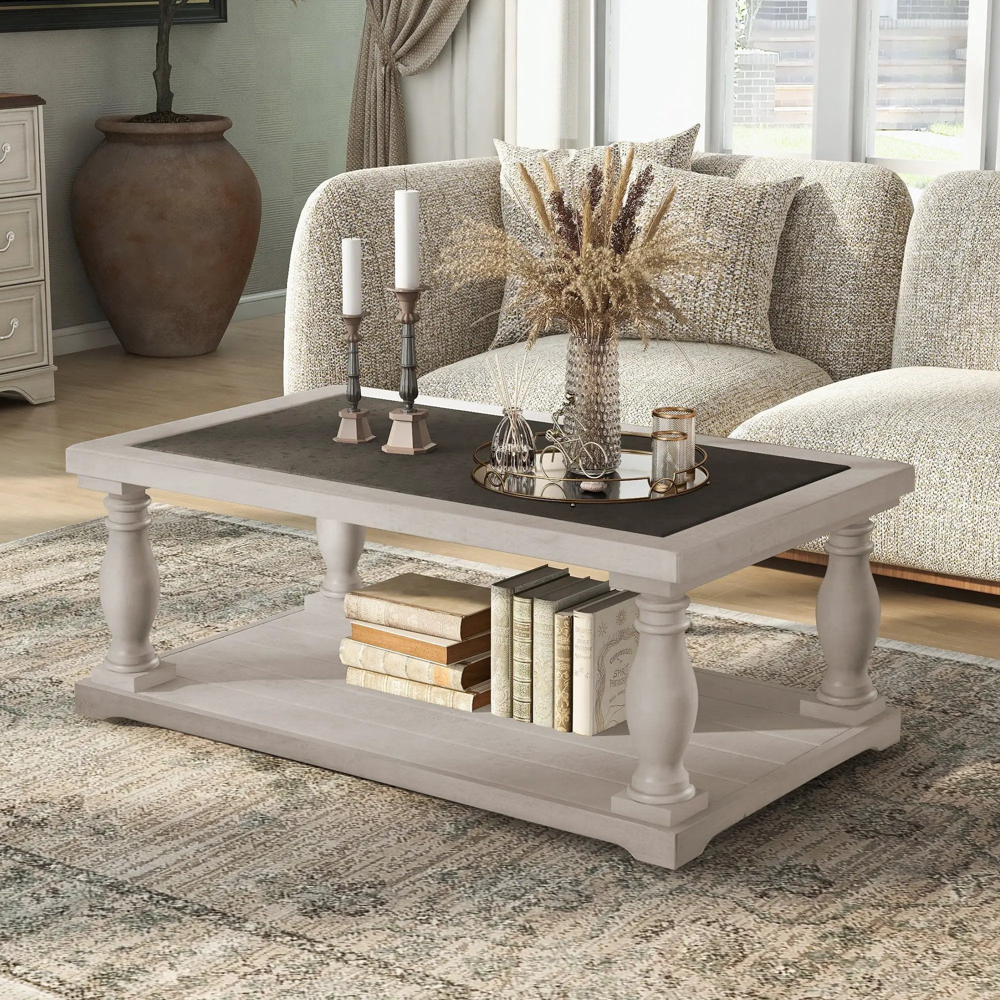 Vibe Haus Farmhouse Rectangular Coffee Table by HouseOfZazla