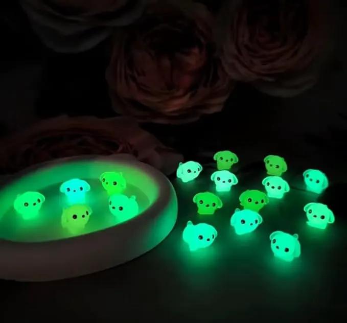 Luminous Mini Resin Dogs 40pcs Tiny Dogs Glow in The Dark for Garden Miniatures Fairy Garden Office Pranks and Dog Cake Toppers by GreenHaven Gardens