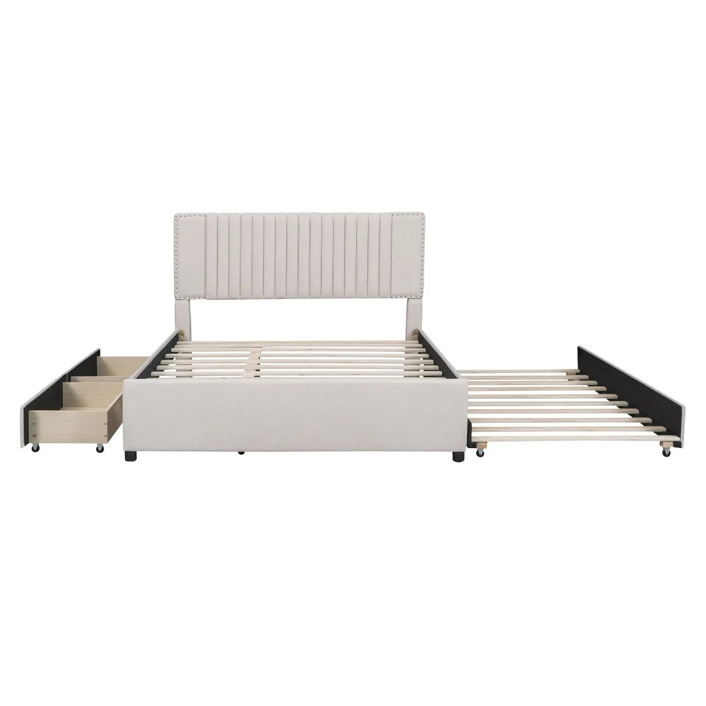 Upholstered Platform Bed With Drawers, Classic Headboard Design by Unique Piece Furniture