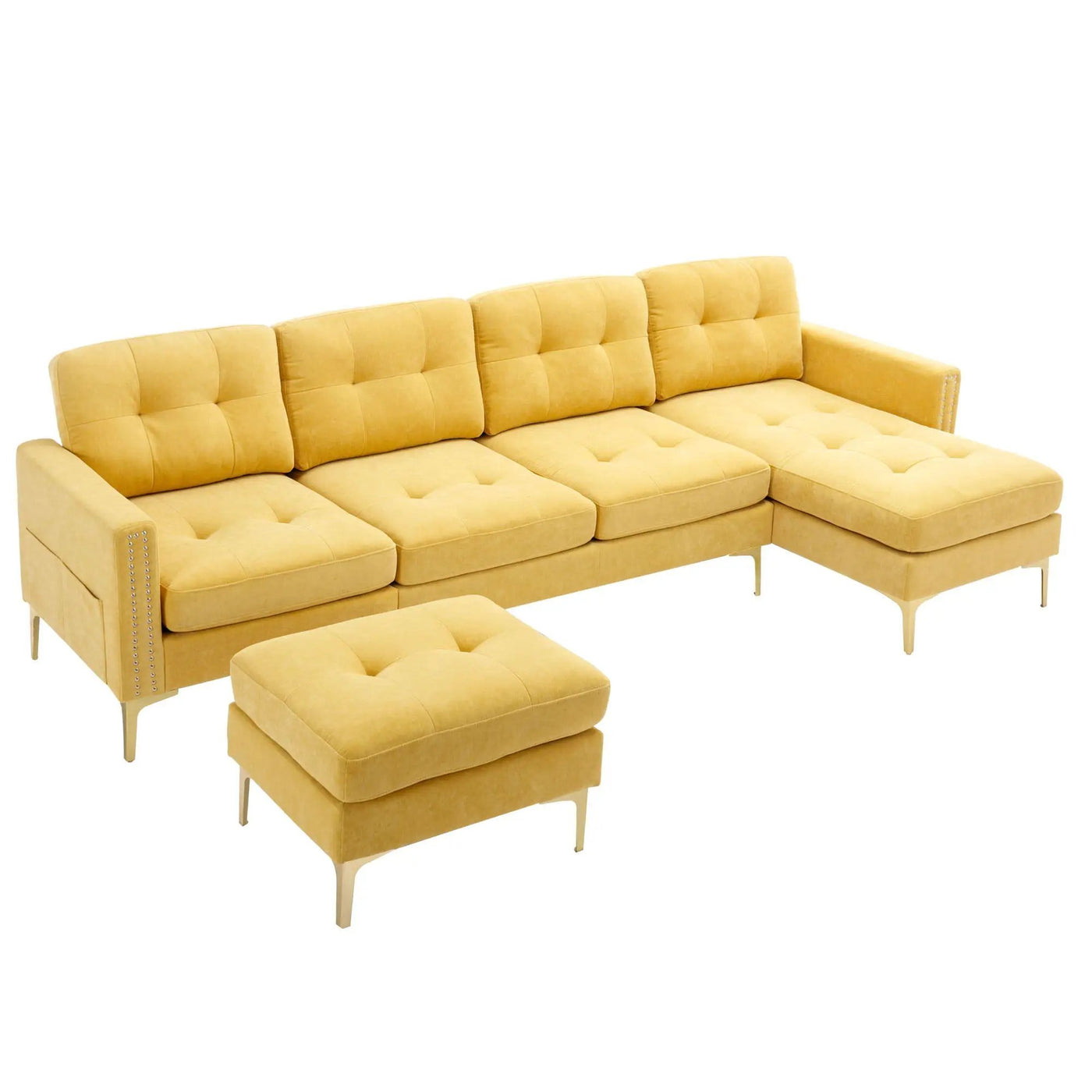 Modern L - Shape Convertible Sectional Sofa With Movable Ottoman by HouseOfZazla