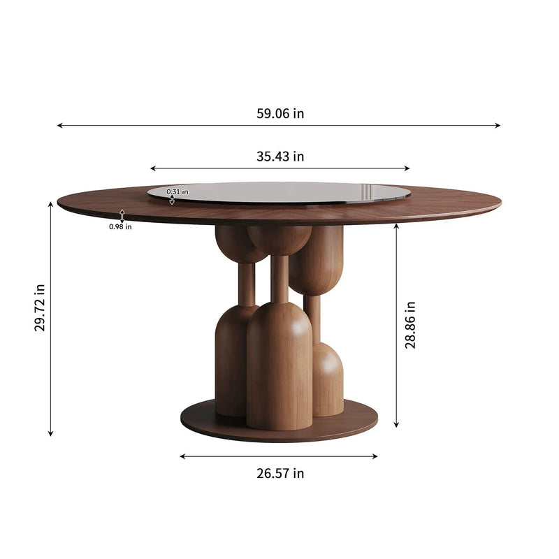 Round Dining Table With Lazy Susan For Living Room - Walnut by Unique Piece Furniture