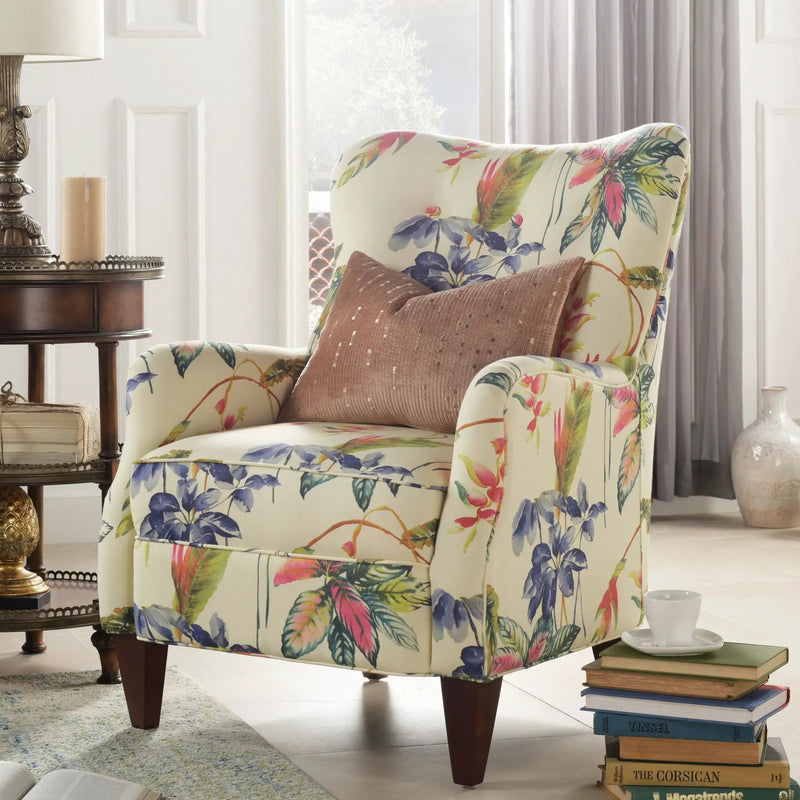Paradise - Upholstered Arm Chair Floral Printed On Cotton - Off-White by Unique Piece Furniture