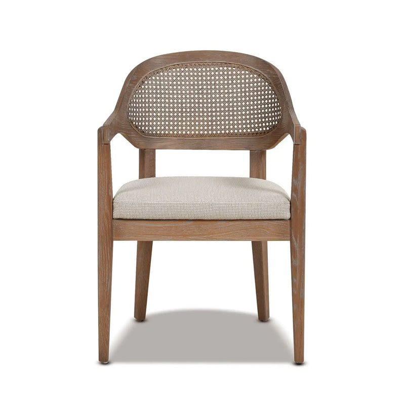Americana - Mid-Century Modern Cane Back Dining Chair Textured Weave - Taupe Beige by HouseOfZazla