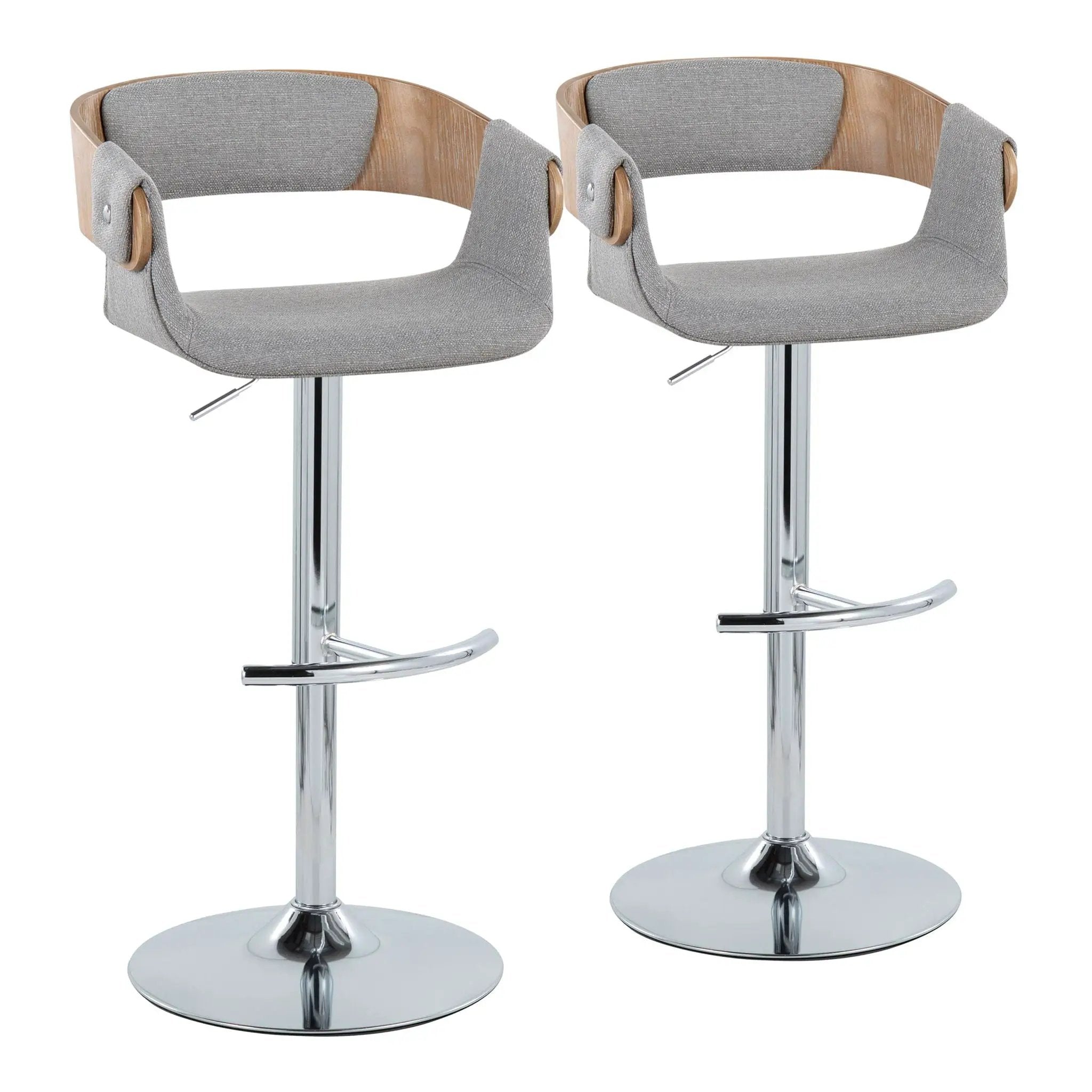 Elisa - Mid Century Modern Adjustable Barstool With Swivel With Rounded T Footrest (Set of 2) by Unique Piece Furniture