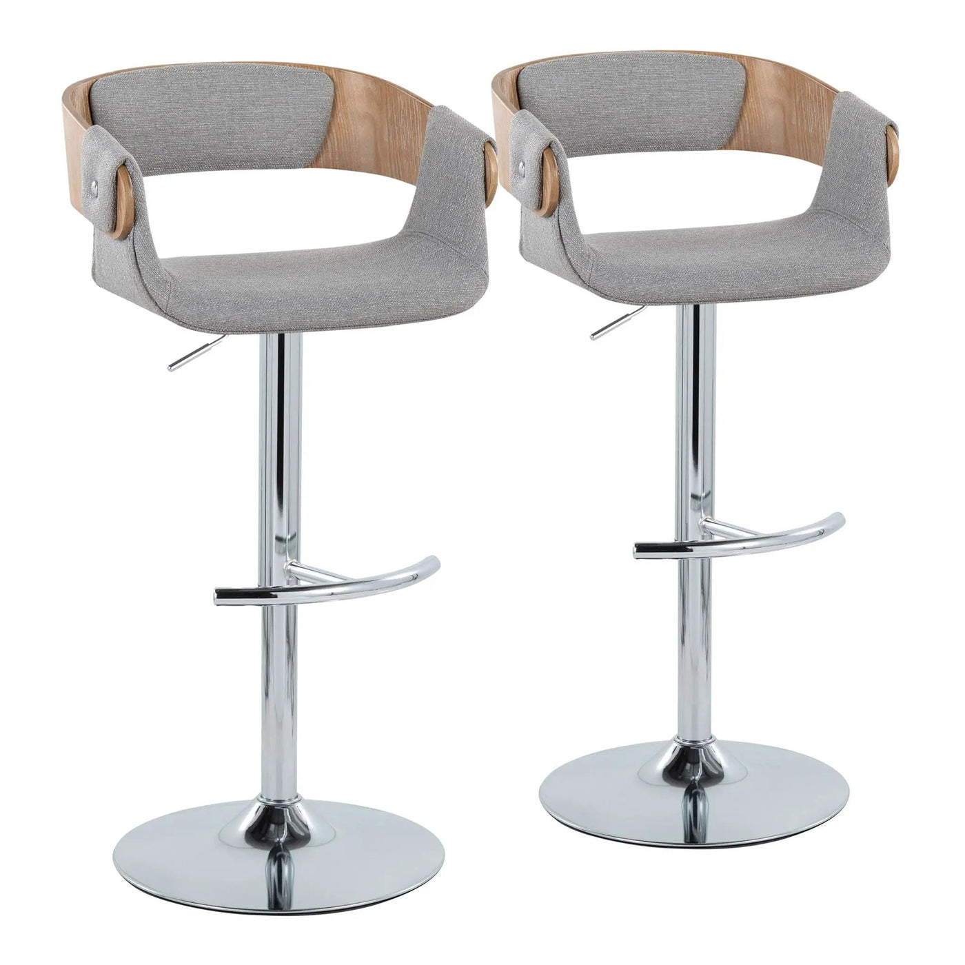 Elisa - Mid Century Modern Adjustable Barstool With Swivel With Rounded T Footrest (Set of 2) by HouseOfZazla