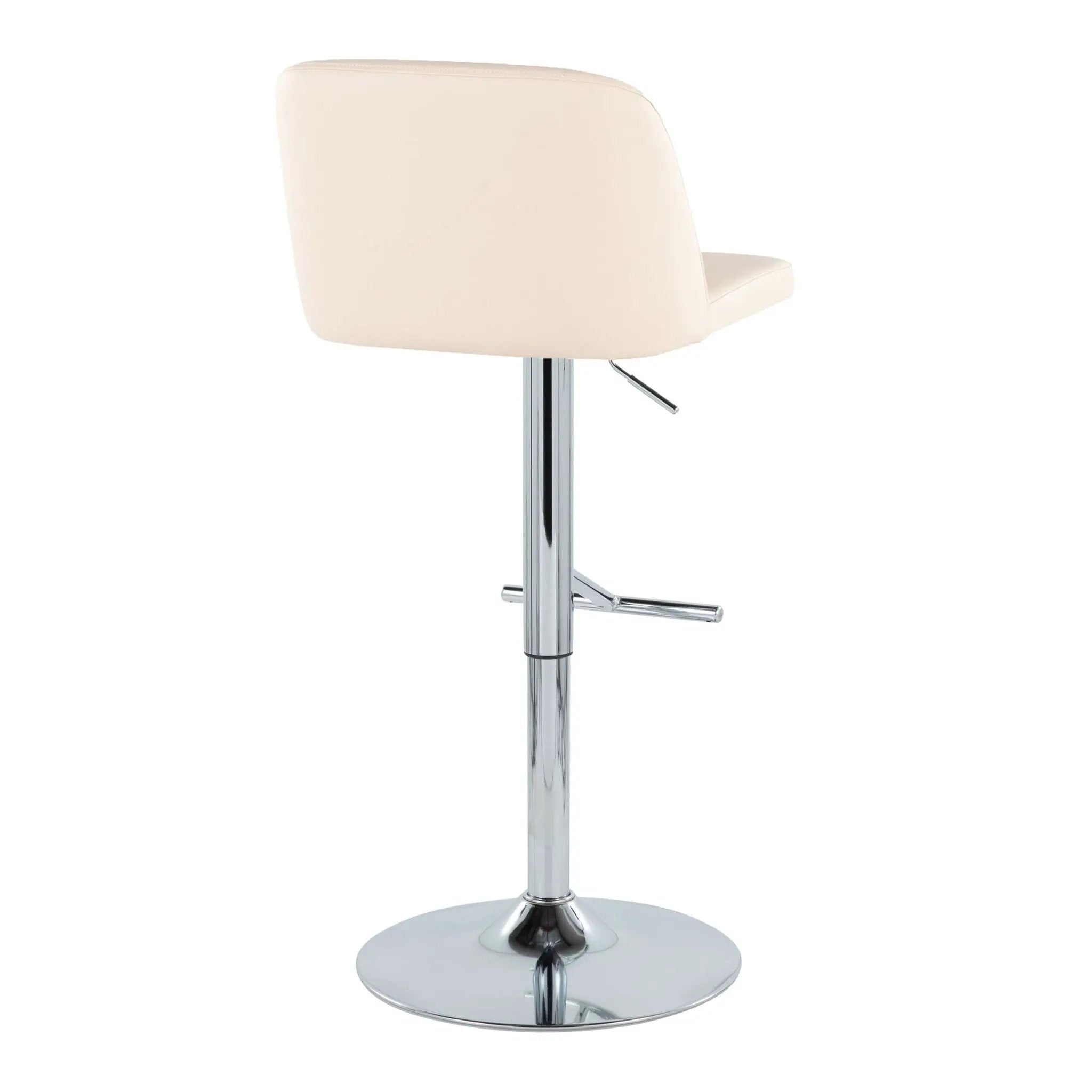 Toriano - Contemporary Adjustable Barstool With Swivel With Straight T Footrest (Set of 2) - Cream / Chrome by Unique Piece Furniture