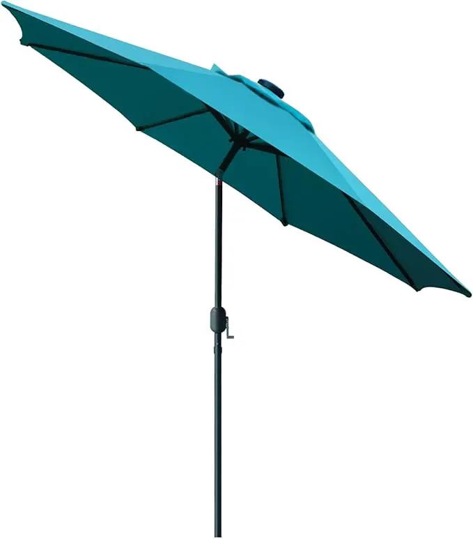 Sunnyglade 9' Patio Umbrella Outdoor Table Umbrella with 8 Sturdy Ribs (Teal Blue) by GreenHaven Gardens