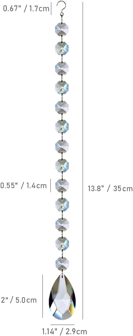 1ft 8pcs Teardrop Crystals Garland, Hanging Chandelier Crystals Prism Beads Chain for Wedding Home Decoration Clear GOLDENHAITAI by GreenHaven Gardens