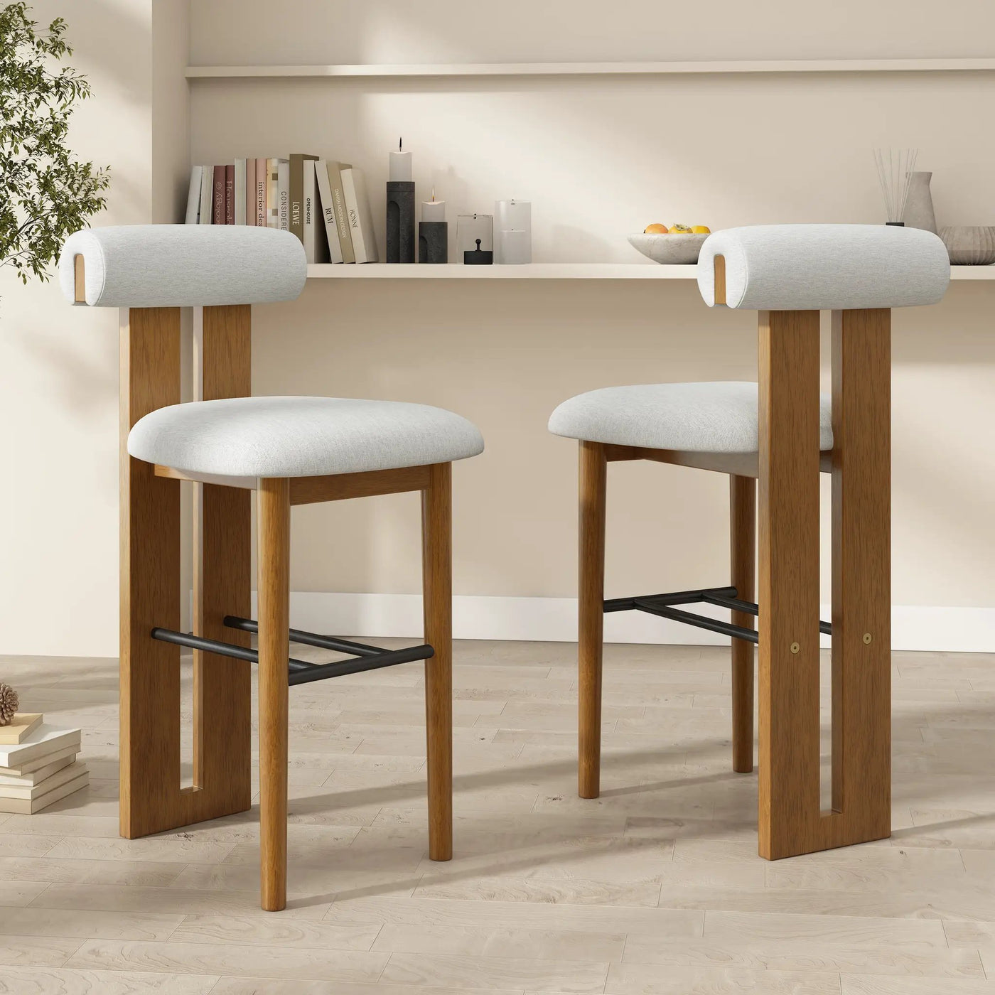 Renee Indoor Wooden Upholstered Barstool by HouseOfZazla
