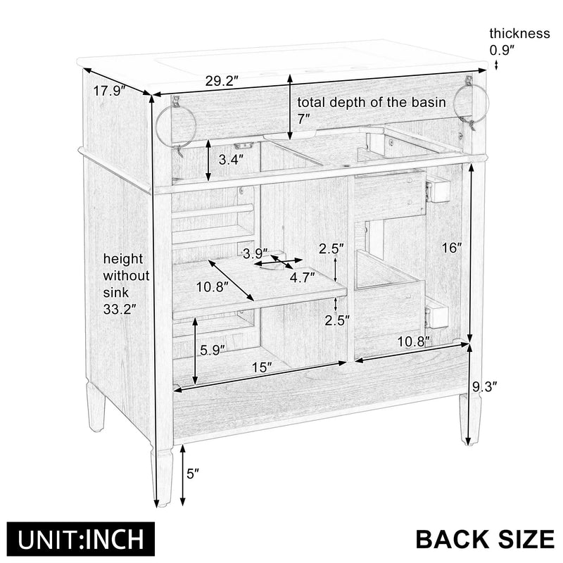 30" Bathroom Vanity with Sink and Wood Vanity Cabinet by HouseOfZazla