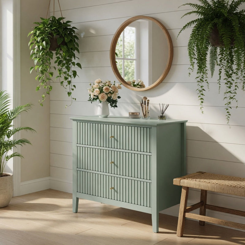Fluted 3 Drawer Nightstand With Soft Close Slides by HouseOfZazla