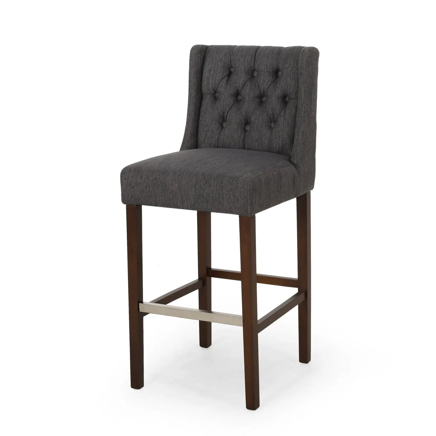 Solstara Upholstered Dining Barstool with Button Tufted and Wing Back by HouseOfZazla