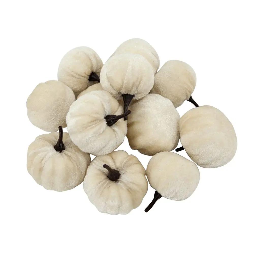 Velvety Pumpkin In Mesh Bag, Bag / 12, For Holiday Harvest Festival Fall Festival & Thanksgiving (Set of 4) - White by Unique Piece Furniture