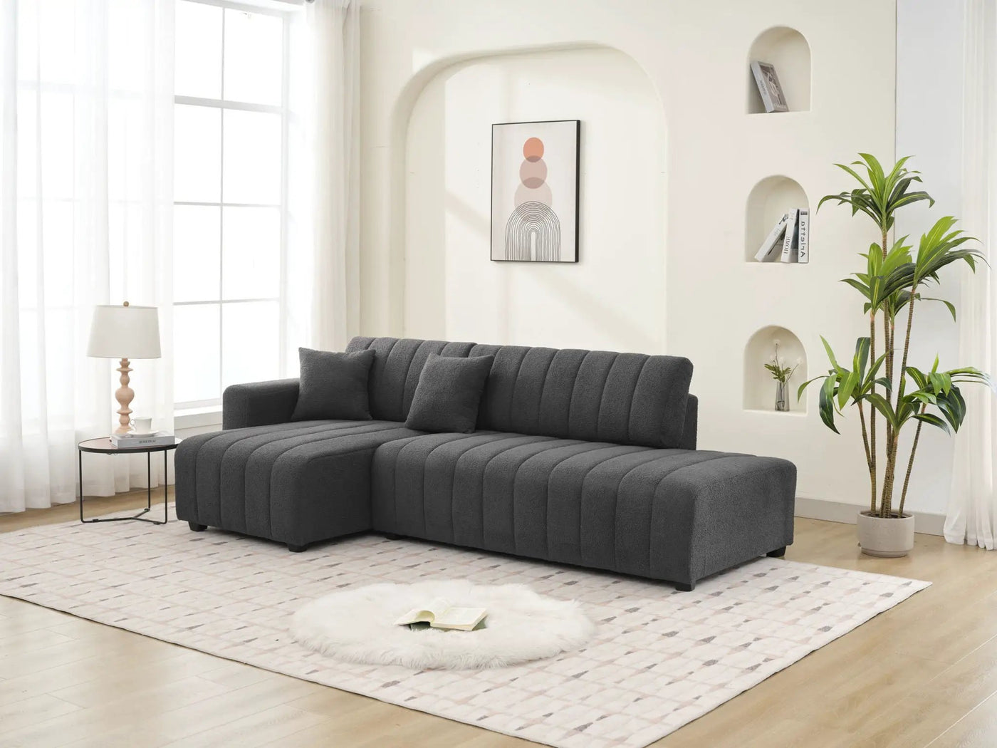 Jessica - Lamb Wool Sectional Sofa With Chaise by Unique Piece Furniture