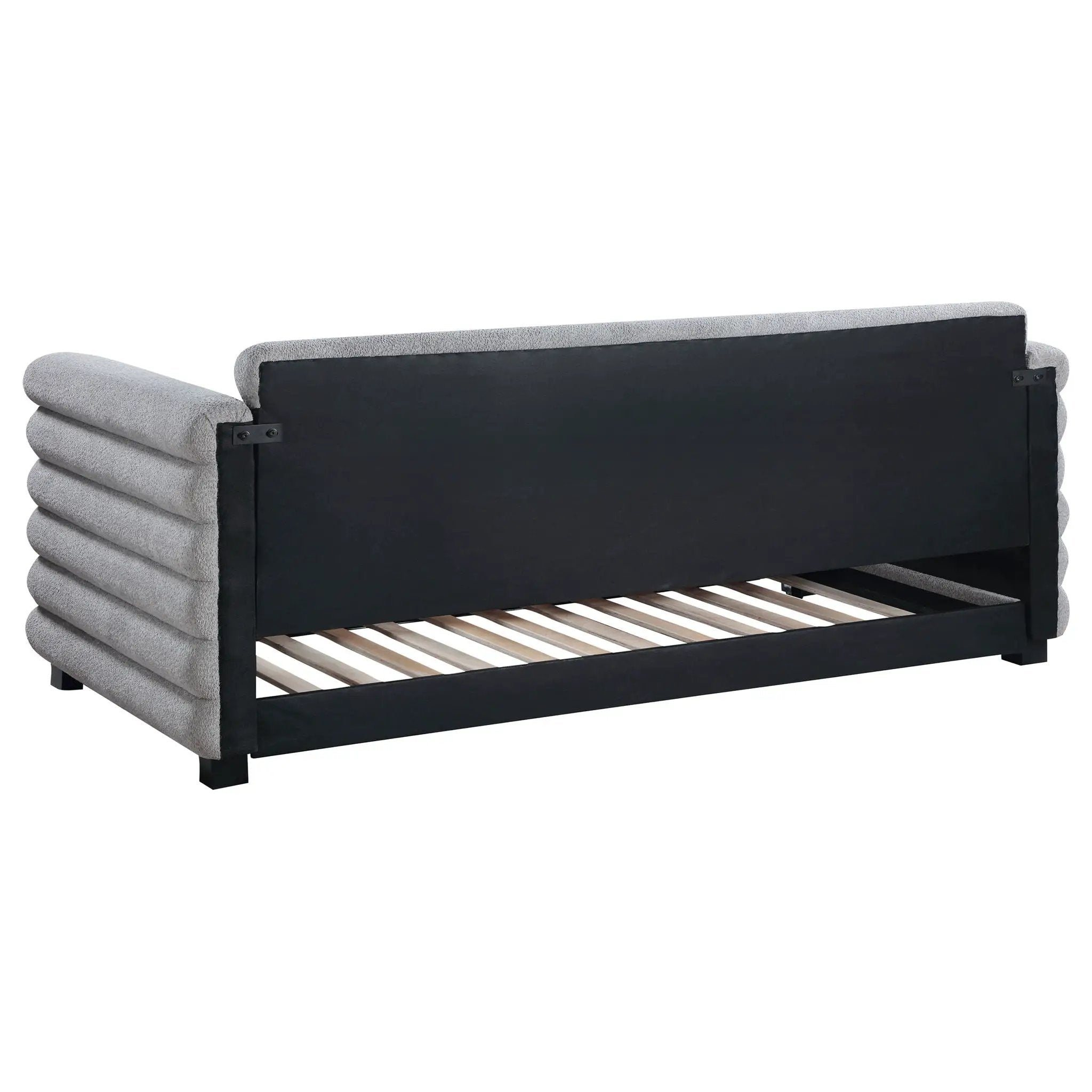 Patricia Boucle Upholstered Twin Day Bed with Trundle Grey by Unique Piece Furniture