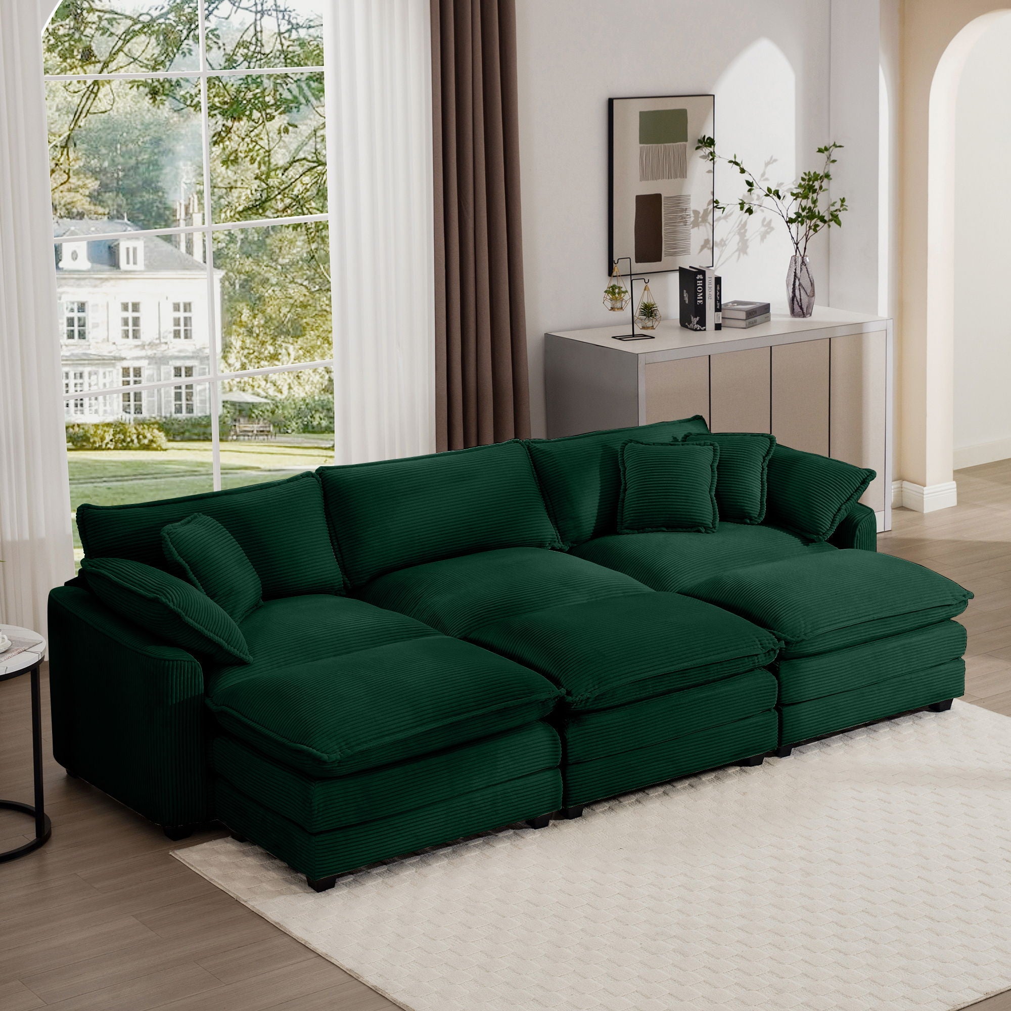 Modern Oversized Modular Cushion Sofa With Ottoman, Low Back, Deep Seating Sofa Set by Unique Piece Furniture