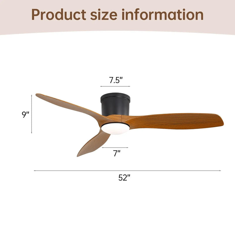 Smart Ceiling Fan With Remote Control, 3 Blades, Dimmable LED Light, Reversible DC Motor - Black by HouseOfZazla