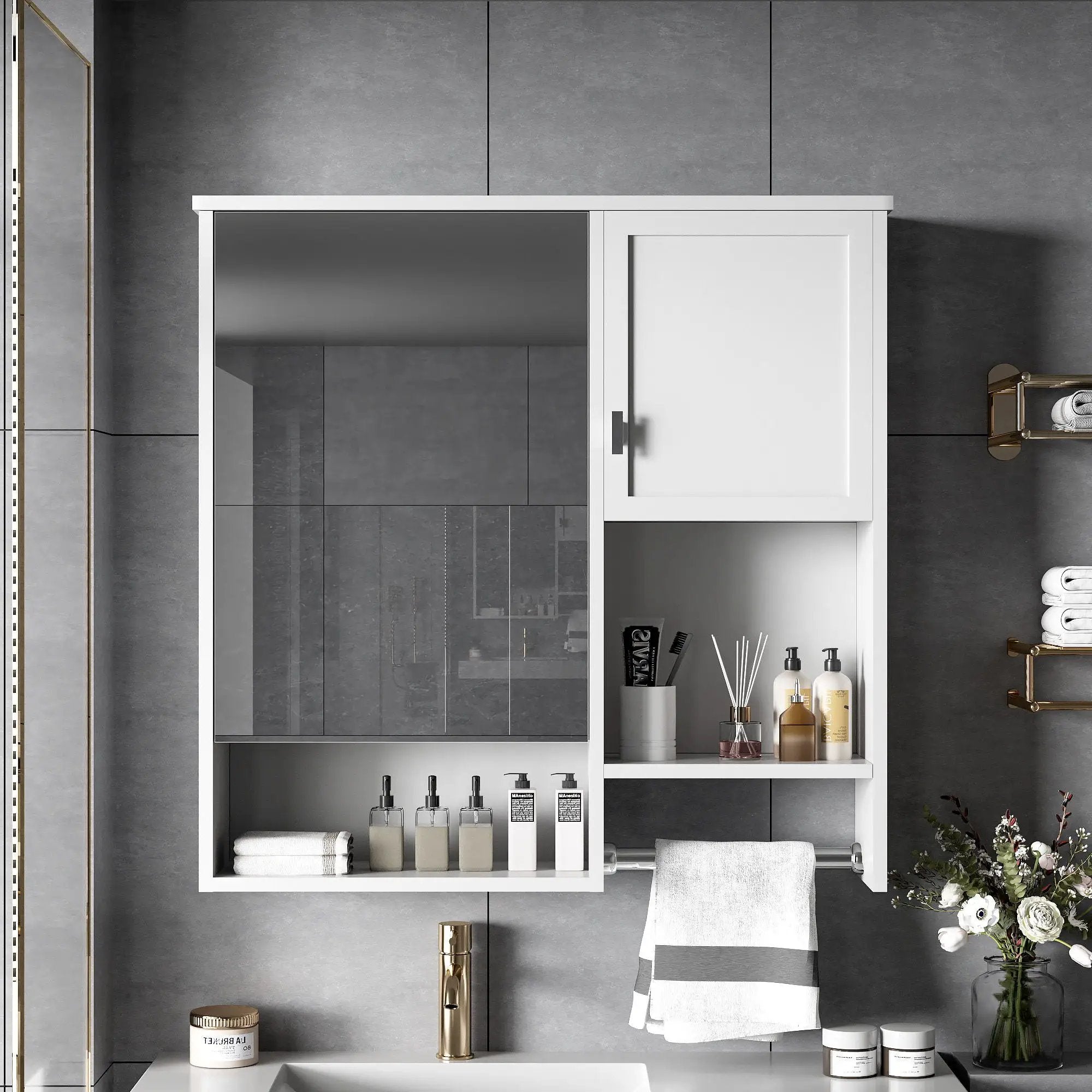 Modern Wall Mounted Bathroom Medicine Cabinet, Bathroom Wall Storage Cabinet With Mirror by Unique Piece Furniture