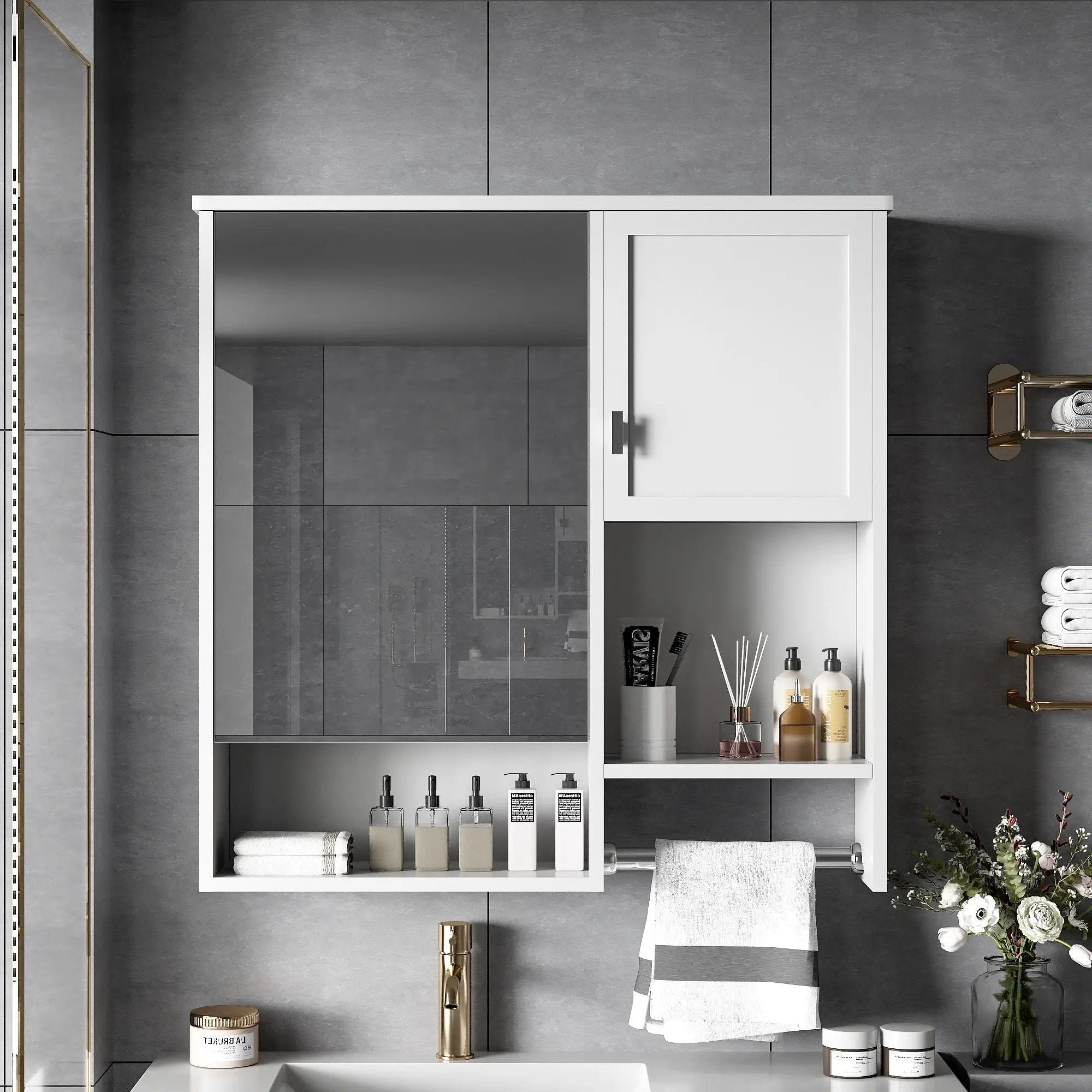 Modern Wall Mounted Bathroom Medicine Cabinet, Bathroom Wall Storage Cabinet With Mirror by Unique Piece Furniture