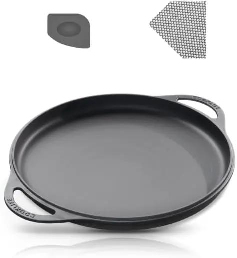COOKLIFE 12 Inch Lightweight Pre-Seasoned Cast Iron Griddle with Cleaning Kit - Smooth Polished Surface, Easy to Clean Cast Iron skillets Use in the Oven, on the Stove or Grill, Over a Campfire by GreenHaven Gardens