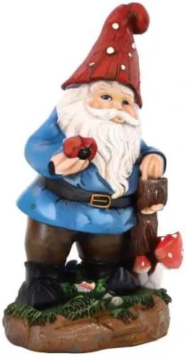 Topadorn Garden Gnome Statue LED Light Solar Energy Gnome Figurine with Ladybug on Hand Mushroom for House, Lawn Decor 11 Inch by GreenHaven Gardens