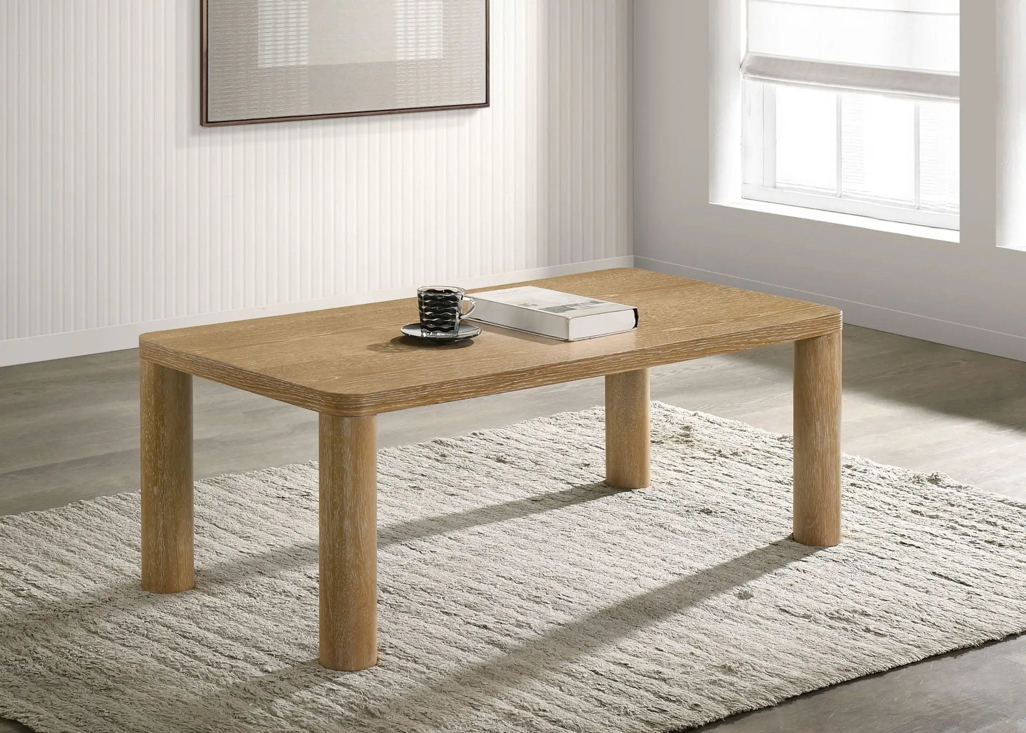 Castlewood Engineered Wood Cocktail Coffee Table Light Oak by Unique Piece Furniture